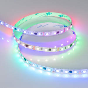 Лента DMX-B60-10mm 12V RGB-PX3 (14 W/m, IP20, 5060, 5m) 039174, Светодиодная лента DMX-B60, открытая IP20, с микросхемой GS8516. Светодиоды 5060, 60 шт/м (1 pixel = 3 LED), белая плата, скотч 3М. Цвет RGB, угол 120°. Питание 12 В, мощность 14 Вт/м (70 Вт на 5 м). Размеры 5000x10x2.2 мм. Мин. отрезок 50 мм, 3 светодиод