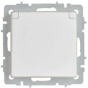 BRITE Розетка 1-местная с заземлением с защитными шторками и крышкой 16А IP44 РСбш10-3-44-БрАБ арктический белый IEK BR-R16-16-44-K91