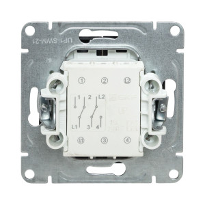 Механизм выключателя, двухклавишный, проходной, мокко Эпика EKF UP1-SWM-21