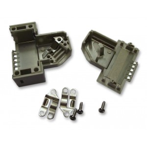 1393738-2, Корпус разъема Backshell 15-позиционный двухкомпонентный, серый, 37,5°, экранированный