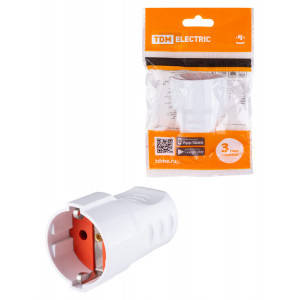 Кабельная розетка рифленая 2П+З 16А 250B белая SQ1806-0211
