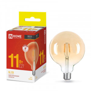 Лампа светодиодная LED-GL-125-deco gold 11Вт шар золотая 3000К тепл. бел. E27 1160лм 230В 4690612036489