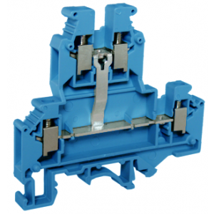 Этажная клемма UKJ-4/2X2L(BU), Этажная клемма, 2 этажа, межэтажное соединение, тип фиксации провода: винтовой, номинальное сечение: 4 мм кв., 32A, 500V, ширина: 6,2 мм, цвет: синий, тип монтажа: DIN35