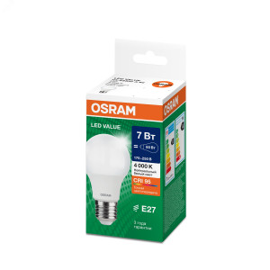 Лампа светодиодная LED Value LVCLA60 7SW/840 7Вт грушевидная матовая E27 230В 10х1 RU OSRAM 4058075578760