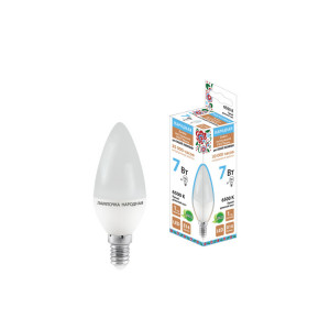 Лампа светодиодная FС37-7 Вт-230 В -6500 К–E14 Народная SQ0340-1541