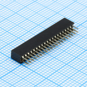 DS1065-03-2X20S8BV, Гнездо на плату 2х20 контактов, шаг 1.27мм, высота 4.40мм, монтаж в отверстие