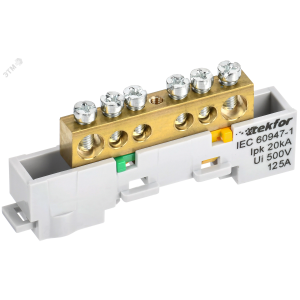 TEKFOR Шина PE земля неизолированная на универсальном держателе 8х12-6-Ж IEK TF-NN20-06-DL-K05