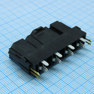 428194214, Соединитель провод-плата 4 контакта шаг 10мм угловой монтаж в отверстие серия Mini-Fit лоток