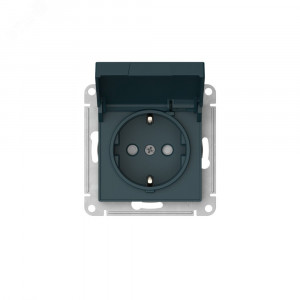 ATLASDESIGN РОЗЕТКА с заземлением со шторкой с крышкой, 16А, IP20, быстрозажимные клеммы, ИЗУМРУД ATN000846S