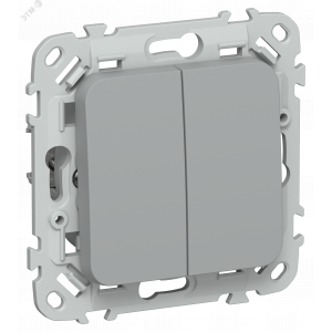 FLITE Выключатель 2-клавишный проходной 10А ВС62-1-0-ФлС серый IEK FI-V22-0-10-1-K03