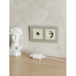 Рамка 2-м BRITE РУ-2-2-БрД стекло дым. BR-M22-G-K30