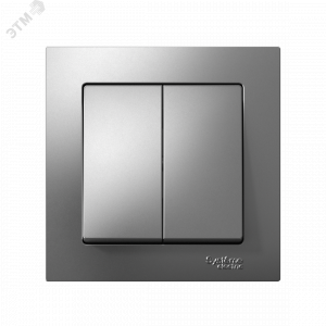 Выключатель 2-кл. СП AtlasDesign 10А IP20 (сх. 5) 10AX в сборе сталь SE ATN000952