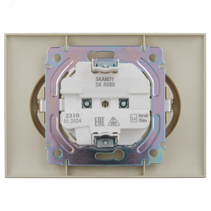 SKANDY Розетка 2-местная с заземлением без защитных шторок 16А в сборе SK-R08B бежевый IEK SK-R21-16-K10-F