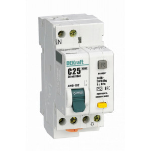 Выключатель автоматический дифференциального тока 2п (1P+N) C 25А 30мА тип AC 4.5кА ДИФ-102 2мод. 16005DEK