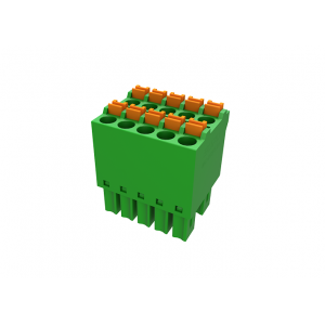 Розеточный разъем на кабель MC-DRF3.5H10P-0001, Розеточный разъем, прямой, 2 этажа, на кабель, шаг: 3.5 мм, 5х2 полюсов, фиксация провода Push-in, исполнение: стандартное, 160V, 8A, цвет: зеленый