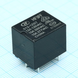 HF3FF/012-1ZST, Сверхминиатюрное силовое реле серия 10А одна контактная группа на переключение катушка 12В