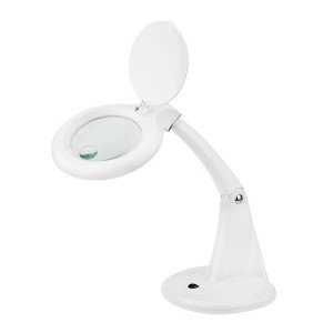 Лупа настольная 3D+12D, с подсветкой 60 LED и крышкой, белая