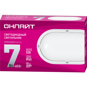 Светильник светодиодный 71 687 OBL-O1-7-4K-WH-IP65-LED 7Вт 4000К IP65 520лм ЖКХ овал бел. (аналог НПП) ОНЛАЙТ 71687