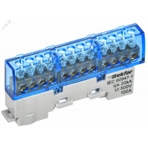 TEKFOR Шина N ноль неизолированная на универсальном держателе 6х9-12-С IEK TF-NN10-12-DL-K07