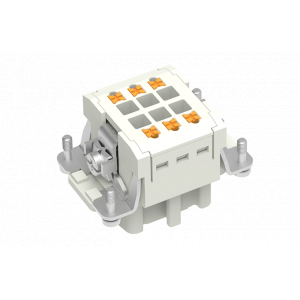 Розеточная контактная вставка SE-006-FZ, Розеточная контактная вставка, Push-in фиксация, 6 полюсов + PE, типоразмер 6B, 500V, 16A, сечение обслуживаемых проводников 0,14-2,5 мм кв, тип покрытия контактов: серебро