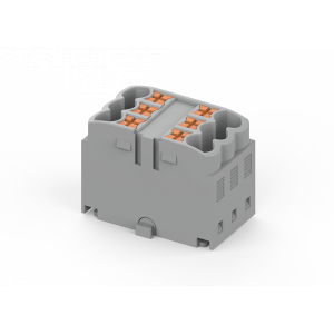 Проходной блок TPA2.5-6-GY, Проходной блок, 6 точек подключения, тип фиксации провода: push-in, номинальное сечение: 2,5 мм кв., 24A, 450V, цвет: серый