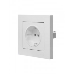 Розетка 1-м СП Vesna с заземл. ПБТ механизм бел. 742-0288-122B