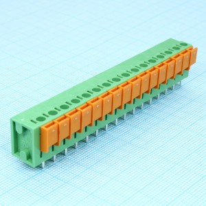 DG142V-5.08-16P-14-00A(H), Нажимной безвинтовой клеммный блок 16 контактов. Зажим типа торцевой контакт. Серия DG142R-5.08