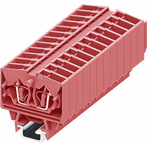 Проходная клемма (MINI) 254369, Проходная клемма, MINI, верхний подвод кабеля, 2 точки подключения, тип фиксации провода: пружинный, номинальное сечение: 2,5 мм кв., 24A, 800V, ширина: 6 мм, цвет: розовый, тип монтажа: DIN15