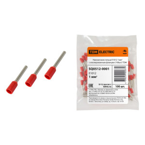 Наконечник-гильза Е1012 1мм2 с изолированным фланцем (100шт) SQ0512-0001