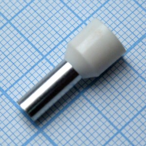 HE 10-12  White, наконечник кабельный торцевой трубчатый с изоляцией, L=21.5/12мм, сеч. пров. 10мм2