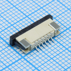 DS1020-07-06VBT1A-R, FPC разъем для шлейфа на плату, поверхностный монтаж 6pin, шаг 1.00мм (контакты снизу)
