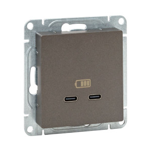 Механизм розетки USB-C - 2шт, мокко Эпика EKF UP1-SOM-2USBC