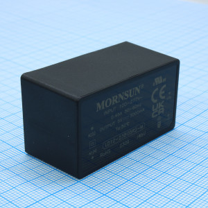LD10-23B05R2-M, AC-DC, 10Вт, вход 85…305В AC 47…63 Гц, 100…430B DC, выход 5В/2А, изоляция 4000В AC, КПД 85%, в корпусе на плату 47.6х26.8х23.5мм, -40...+85°C