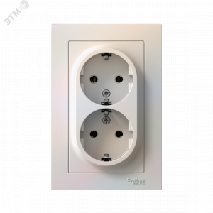 Розетка 2-м СП AtlasDesign 16А IP20 с заземл. в сборе жемчуж. SE ATN000424