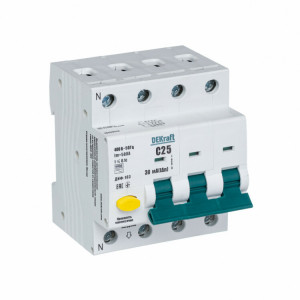 Выключатель автоматический дифференциального тока 4п (3P+N) C 25А 30мА тип A 6кА ДИФ-103 16239DEK