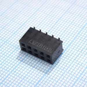 DS1023-11-2X5B8SRS, Гнездо на плату SMD 2x5 конт., шаг 2.54мм, высота 7.4мм, позолоч.