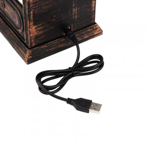 Светодиодный камин Старинные часы с эффектом живого огня 14,7x11,7x25 см, бронза, батарейки 2хС (не в комплекте) USB 511-021