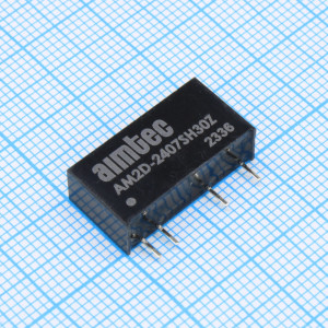 AM2D-2407SH30Z, DC/DC, 2Вт, вход 21.6…26.4В, выход 7.2В/0.278А, изоляция 3000В DC, КПД 80%, максимальная емкостная нагрузка не более 470мкФ, SIP7, 19.5x6x10мм, -40…85°C, пластик