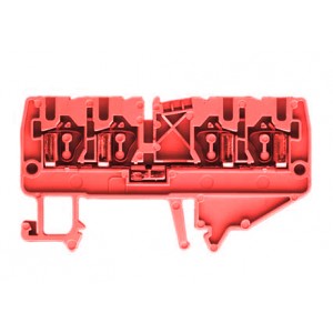 Проходная клемма WKF 2,5/D2/2/35 ROT, Проходная клемма, 4 точки подключения, тип фиксации провода: пружинный, номинальное сечение: 2,5 мм кв., 24A, 800V, ширина: 5 мм, цвет: красный, тип монтажа: DIN35