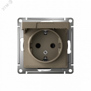 Розетка 1-м СП AtlasDesign 16А IP20 с заземл. защ. шторки с крышкой механизм шампань SE ATN000546