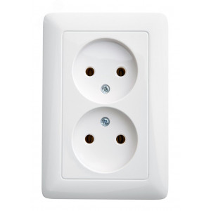 Розетка 2-м СП Хит 16А IP21 250В без заземл. без защ. шторок бел. SE RS16-235-B