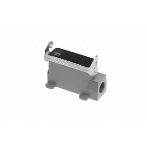 Закрытое основание разъема S16A-SM-1L.M-M20, Основание разъема на панель, закрытое, типоразмер 16A, без уплотнителя, 1 отверстие с резьбой для кабельных вводов M20x1,5, с одной защелкой, без защитной крышки, материал корпуса: алюминиевый сплав