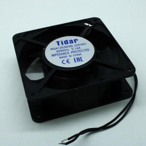 RQA 12038HBL 220VAC, Вентилятор 220В AC, 2650об/мин., 120х120х38мм, 153 м3/час, 42 дБ, подшипник качения, тип вывода - провод