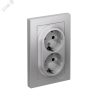 Розетка 2-м СП AtlasDesign 16А IP20 с заземл. защ. шторки в сборе алюм. SE ATN000326