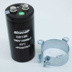 GBK153M2A51A58ZVG5S00, Алюминиевый электролитический конденсатор с выводами под винт 100В, 15000 мкФ, 12.2А, размер 51*105, +85°С, 12000ч. М5.