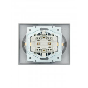 Розетка 2-м СП VESNA с заземл. со шторками ПБТ платина 742-3500-178B