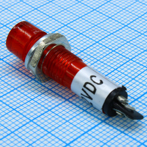 L-814-R  12V, Светодиодный индикатор на панель в отверстие 7мм, красный, 12в