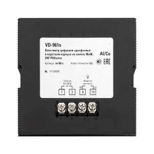 Вольтметр VD-961s цифровой на панель 96x96 (квадратный вырез) однофазный в коротком корпусе EKF PROxima VD-961s