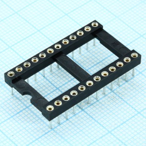 DS1001-01-24BT1WSF6S-JKB, DIP-панель цанговая под микросхему 24pin, шаг 2.54мм, ширина 15.24мм, 3А, -40 +105С