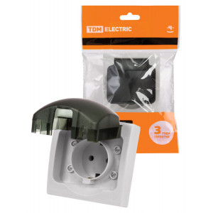 Розетка 2П+З скрытой установки IP54 16А серая "Вуокса" SQ1803-0108